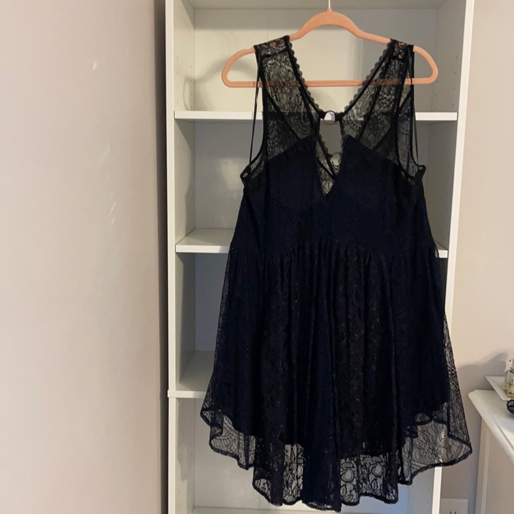 Free people metallic lace mini dress